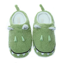 Load image into Gallery viewer, Millffy Cute Crocodile Plush Slippers Japanese Girl Plush sea Animal Soft Bottom Indoor Home Flat Floor Shoes (5-6 Women/3-4 Men, Crocodile)