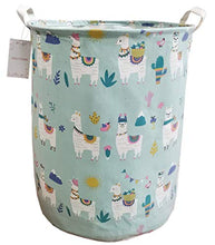 Load image into Gallery viewer, LEELI laundry Hamper with Handles-Collapsible Canvas Basket for Storage Bin,Kids Room,Home Organizer,Nursery Storage,Baby Hamper,19.7×15.7 (llama&alpaca)