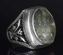 Load image into Gallery viewer, Falcon Jewelry 925 Shipping, Sterling Silver Mens Ring, Natural Moss Agate Gemstone, Free Express Shipping
