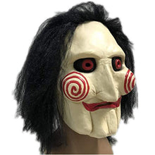 Load image into Gallery viewer, The Puppet Mask, Jigsaw Dress Up Mask,Latex Saw Billy Cosplay Horror Scary Mask with Hair for Halloween, Bar, Dress up Costume Party Pros (JIGSAW)