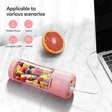 Load image into Gallery viewer, Portable Blender, Jovokich Personal Blender for Shakes and Smoothies, 14oz Juice Extractor Fruit Cup with 4000mAh USB Rechargeable Battery, Crushed Ice Maker Drink Mixer