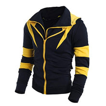Load image into Gallery viewer, Goddessvan Men Sweatshirt, Men Retro Long Sleeve Hoodie Hooded Sweatshirt Double Zipper Cardigan Tops Jacket Coat Outwear (M, Yellow)