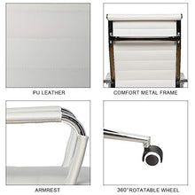 Load image into Gallery viewer, LUCKWIND Ergonomic Office Chair Ribbed Leather Swivel - Adjustable Height Tilt Arm Sleeves Lumbar Support High Back Upholstery Executive Conference Task Computer Chrome Wheel Caster 350lbs Big (White)
