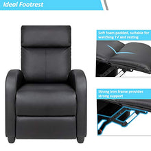 Load image into Gallery viewer, Furniwell Recliner Chair Massage Home Theater Seating Wing Back PU Leather Modern Single Living Room Reclining Sofa with Footrest (Black)