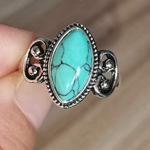 Load image into Gallery viewer, WANGYUSHENG Vintage Women's Silver Ring Marquise Cut Bohemia Turquoise Jewelry ,Chic Hand Made Jewelry Ring Wedding Ring Size 6-10 (US size 7)