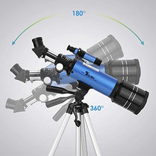 Load image into Gallery viewer, TELMU Telescope, 70mm Aperture 400mm AZ Mount Astronomical Refracting Telescope Adjustable(17.7In-35.4In) Portable Travel Telescopes with Backpack, Phone Adapter