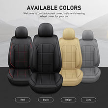 Load image into Gallery viewer, KIVAGURU Front Car Seat Covers 2 Pcs, Leather Car Seat Protectors, Universal Breathable Auto Interior Fit for Most Sedans SUV Pick-up Truck, with Backrest(Square Black)