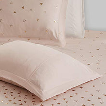 Load image into Gallery viewer, Intelligent Design Zoey Triangle Metallic Print, Cozy Comforter Set All Season Bedding Set, Matching Sham, Decorative Pillow, Twin/Twin XL, Blush/Rosegold 4 Piece