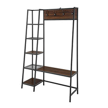 Load image into Gallery viewer, WE Furniture 5 Shelf Entryway Bench Hall Tree Storage Coat Rack, 72 Inch, Walnut Brown