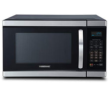 Load image into Gallery viewer, Farberware Black FMO11AHTBSJ 1.1 Cu. Ft 1100-Watt Microwave Oven with Smart Sensor Cooking, Inverter Technology, ECO Mode and Blue LED Lighting, Black Stainless Steel