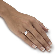 Load image into Gallery viewer, Platinum over Sterling Silver Round Simulated White Sapphire Solitaire Engagement Ring Size 7