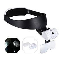 Load image into Gallery viewer, YOCTOSUN Headband Magnifier with 2 LED Lights and 5 Detachable Lenses 1X,1.5X,2X,2.5X,3.5X –Hands-Free Head Worn Lighted Magnifying Glasses for Close Work, Jewelry Work, Watch Repair, Arts & Crafts