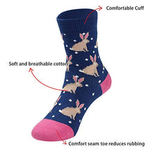 Load image into Gallery viewer, COTTON DAY 7 Days of the Week Little Big Kids Girls Cute Pattern Design Socks (Animals duck swan fox rabbit, L: Shoe Size 13.5-3.5)