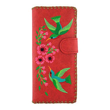 Load image into Gallery viewer, LAVISHY Embroidered Love Hummingbirds & Flower Vegan/Faux Leather Large Flat Wallet (Red)