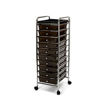 Load image into Gallery viewer, Seville Classics 10-Drawer Multipurpose Mobile Rolling Utility Storage Organizer with Tray Cart, Black