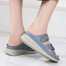 Load image into Gallery viewer, Reokoou Flat Sandals for Women Summer Casual Hollow Out Comfortable Wedge Platform Shoes Slip On Beach Slippers