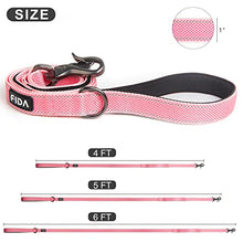 Load image into Gallery viewer, Fida 4 FT Heavy Duty Dog Leash with 2 Comfortable Padded Handles, Traffic Handle & Advanced Easy Snap Hook, Reflective Walking Lead for Large, Medium & Small Breed Dogs, Pink