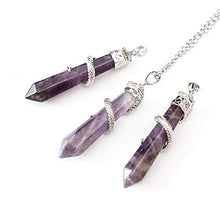 Load image into Gallery viewer, Hexagonal Pile Natural Amethyst Gemstone Pendant Necklace Healing Crystal Reiki Chakra Gem Stones 18 Inch (1pc) GGP-D4