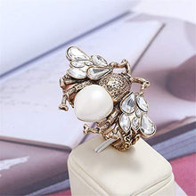 Load image into Gallery viewer, AILUOR Fashion Enamel Bumblebee Bee Rings, Vintage Alloy Pearl Crystal Rhinestone Natural Insect Bee Animal Rings Jewelry Women Girl (White)