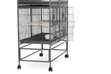 Load image into Gallery viewer, Prevue Pet Products F070 Hampton Deluxe Divided Breeder Cage with Stand,Black Hammertone,1/2"