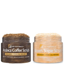 Load image into Gallery viewer, M3 Naturals Coffee Body Scrub 12 oz + Brown Sugar Body Scrub 12 oz