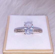 Load image into Gallery viewer, Duan Oval Cut White Topaz Natural Gemstone Ring in Sterling Silver Women Cubic Zirconia 3ct CZ Engagement Wedding Band Ring Size 6-10 (Size 7)