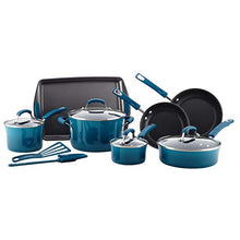 Load image into Gallery viewer, Rachael Ray Brights Nonstick Cookware Pots and Pans Set, 14 Piece, Marine Blue
