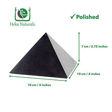 Load image into Gallery viewer, Polished Shungite Pyramid 4 Inches, Contains Carbon Fullerenes for EMF Protection | Authentic Anti-Radiation Shungite Stone Figures from Karelia, Russia | 4 Inch Pyramid, Polished