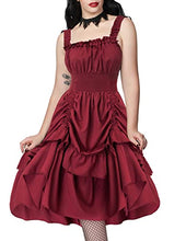 Load image into Gallery viewer, Womens Steampunk Sleeveless Dress Victorian Ruffled High Low Dress Wine L