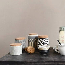 Load image into Gallery viewer, Creative Co-Op Debossed Stoneware Pattern & Cork Lid, Black Canister