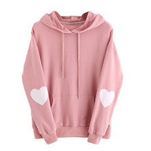 Load image into Gallery viewer, IEason,Womens Long Sleeve Heart Hoodie Sweatshirt Jumper Hooded Pullover Tops Blouse (3XL, Pink)