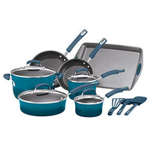 Load image into Gallery viewer, Rachael Ray Brights Nonstick Cookware Pots and Pans Set, 14 Piece, Marine Blue