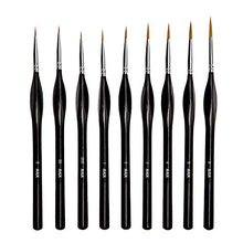 Load image into Gallery viewer, AIEX 9 Pieces Fine Detail Paint Brush Miniature Painting Brushes Kit Mini Paints Brush Set for Acrylic, Watercolor, Oil, Face, Nail, Scale Model Painting, Line Drawing(Black)