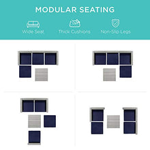 Load image into Gallery viewer, Best Choice Products 5-Piece Modular Outdoor Sofa Conversation Furniture Set, Patio Wicker Sectional for Backyard, Garden w/ 3 Chairs, Ottoman Chair, 2 Pillows, 6 Seat Clips, Coffee Table - Gray/Navy