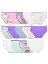 Load image into Gallery viewer, Fruit of the Loom Girls' Cotton Hipster Underwear, 14 Pack - Fashion Assorted, 14