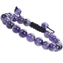 Load image into Gallery viewer, Massive Beads Natural 8mm Gemstone Bracelets Healing Power Crystal Macrame Adjustable 7-9 Inch (Amethyst)