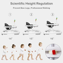 Load image into Gallery viewer, BABY JOY Baby Walker, 2 in 1 Foldable Activity Walk Behind Walker with Adjustable Height & Speed, Friction Control Functions, High Back Padded Seat, Music, Detachable Penguin Play Bar (Gray)