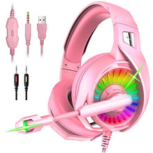 Load image into Gallery viewer, Nivava Gaming Headset for PS4, Xbox One, PC Headphones with Microphone LED Light Mic for Nintendo Switch Playstation Computer, K7 (Pink)