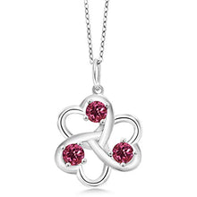 Load image into Gallery viewer, Gem Stone King 925 Sterling Silver Pink Tourmaline 3 Hearts Pendant Necklace 0.75 Ct Round With 18 Inch Chain
