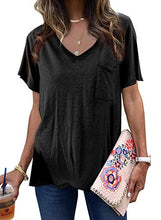 Load image into Gallery viewer, Uusollecy Womens Summer Tshirts Crewneck Short Sleeve Graphic Tee Shirts Loose Fit Ins Style Tees and Tops Black Small