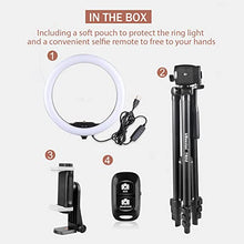 Load image into Gallery viewer, UBeesize 10" Selfie Ring Light with 50" Extendable Tripod Stand & Flexible Phone Holder for Live Stream/Makeup/YouTube Video