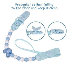 Load image into Gallery viewer, Eco inspired Baby Teething Toys Silicone Baby Rattle Handbell Teether with Pacifier Clip, Massage Gums & Soothes Pain,BPA Free (3 Month+, Blue)