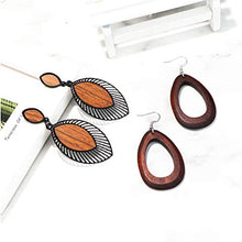 Load image into Gallery viewer, Udalyn 6Pairs Wooden Dangle Earrings for Women African Earrings Natural Wood Teardrop Earrings Ethnic Statement Lightweight Pendant Drop Earrings