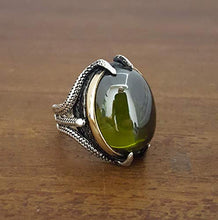 Load image into Gallery viewer, Beautiful Handcrafted 925K Sterling Silver Mens Ring With CZ Peridot Stone