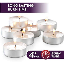 Load image into Gallery viewer, MontoPack Unscented Tea Lights Candles in Bulk | 200 White, Smokeless, Dripless & Long Lasting Paraffin Tea Candles | Small Votive Mini Tealight Candles for Home, Pool, Shabbat, Weddings & Emergencies
