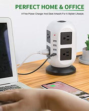 Load image into Gallery viewer, Power Strip Tower Surge Protector - 5M/16.4FT Surge Protector Power Strip with USB, Power Strip with Surge Protection with 8 AC Outlets & 4 USB Ports, Overload Protection, Short Circuit Protection.