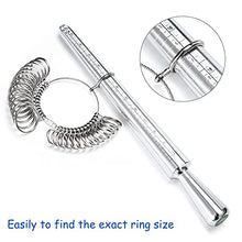 Load image into Gallery viewer, Ring Sizer Measuring Tool, NuLink Aluminum Ring Mandrel Dual Measurement Size Metal Rings Sizers Tools Kit Adjuster for Women Men Rings