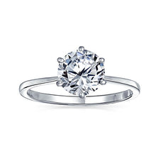 Load image into Gallery viewer, Bling Jewelry 925 Sterling Silver Round CZ Solitaire Engagement Ring - Size 5