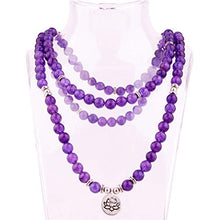 Load image into Gallery viewer, GVUSMIL 8mm 108 Mala Beads Amethyst Wrap Bracelets for Yoga Bead Necklace