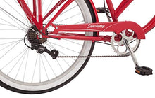 Load image into Gallery viewer, Schwinn Sanctuary 7 Comfort Cruiser Bike, Featuring Retro-Styled 16-Inch/Small Steel Step-Through Frame and 7-Speed Drivetrain with Front and Rear Fenders, Rear Rack, and 26-Inch Wheels, Red